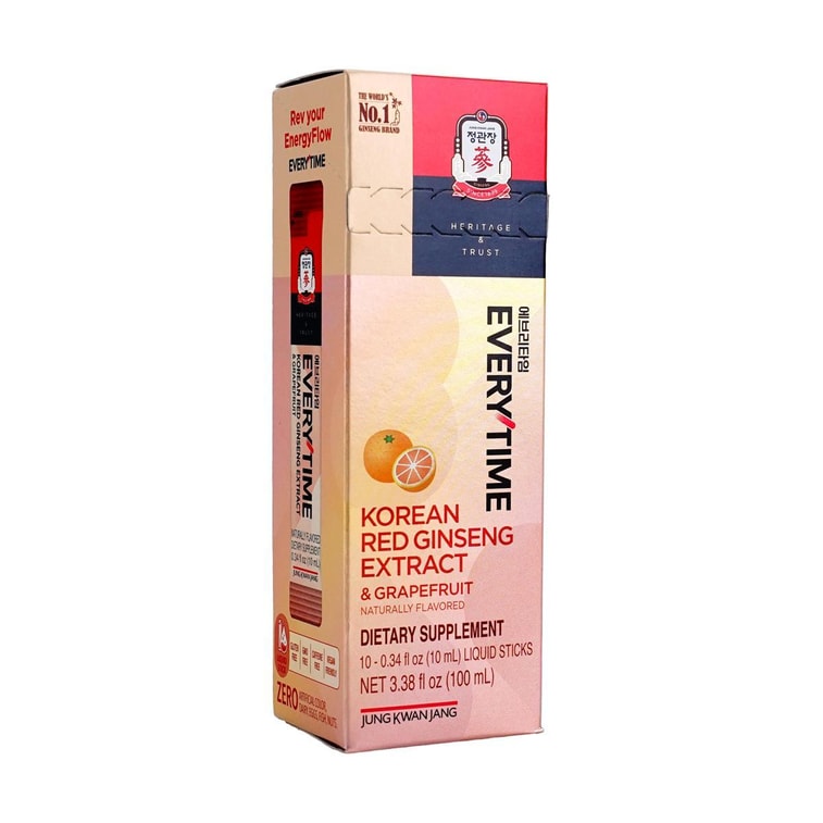 エブリタイム グレープフルーツ 韓国産紅参エキス液スティック 1000mg 10袋入り - 1本あたり15kcal 3