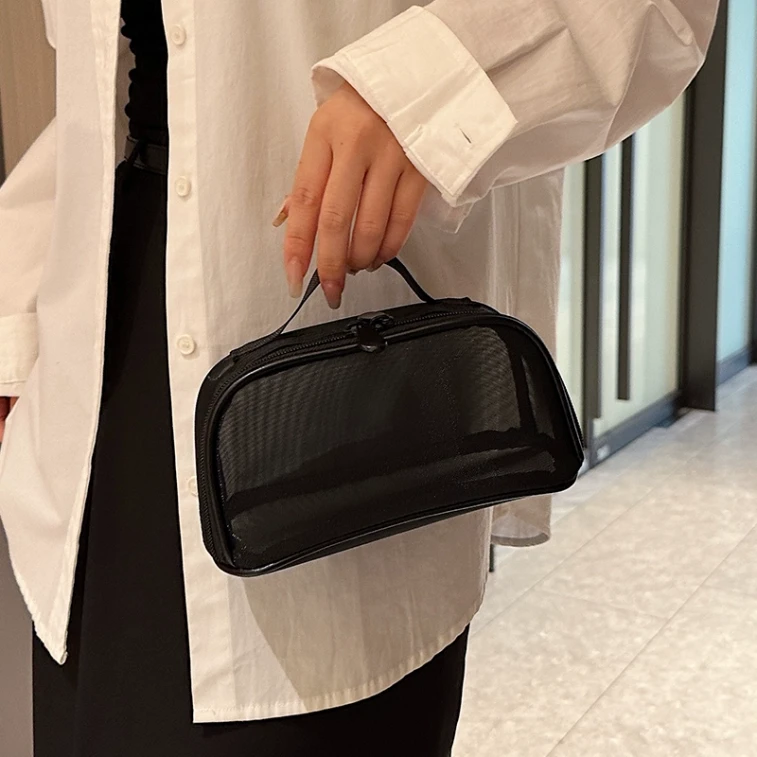 Cupid's Choice 高品質メッシュ大容量メイクアップバッグ（1個）[ラージサイズ 24*11*11cm] 持ち運びやすくシンプルなトイレタリーバッグ、軽量トラベルオーガナイザー 6