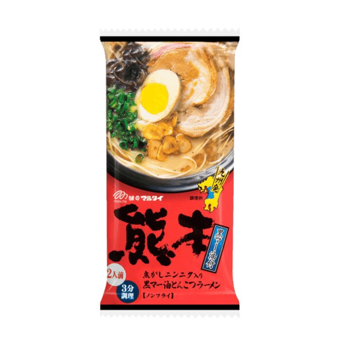 【日本直送品】日本マルタイ 熊本黒ごま油ガーリックとんこつ味ラーメン 2食入 186g 濃厚で美味しい