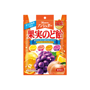 【日本直郵】KANRO甘樂 無糖水果硬糖潤喉糖4種水果90g