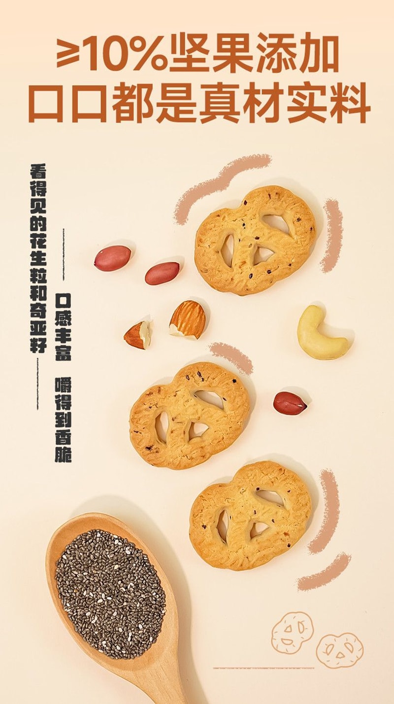 控制 【店慶大促】高蛋白堅果餅乾低0粗糧脂肪卡全早餐代餐飽腹麥壓縮健康零食80克*1袋