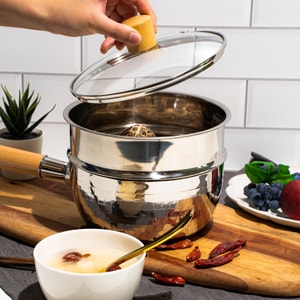 Stainless Steel Yukihira Pan Pot With Steamer and Lid 18cm