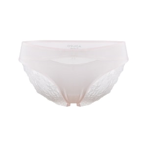 Seamless Breathable Lace Panties for Women, Sexy No-Show Lingerie Briefs Underwear, Blush Pink, Size M
