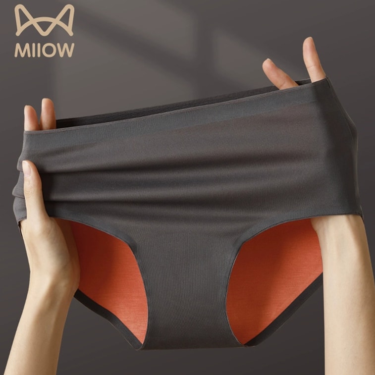 【中國直郵】 貓人 Miiow小姐內褲 雙面莫代爾0感抑菌冰絲彈性內褲 純棉襠三角褲 無痕 L號 4條裝 紫灰+藍綠+藍粉+棕杏 7