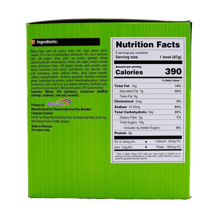 베트남 인스턴트 라면, 신맛과 매운맛 새우맛, 3.1온스* 6그릇 3