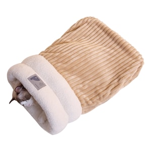 HSPM 新作 柔らかく快適な半密閉型寝袋/ペットベッド/小型犬/猫用ベッド/クリスマス/新年ギフト - ブラウン