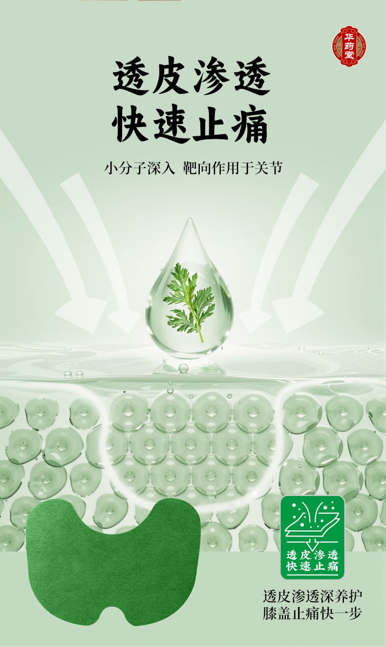  華藥堂 艾草膝蓋貼片 膝關節疼痛 膝蓋關節保暖貼紙 膏藥貼 艾灸貼 12貼紙/盒