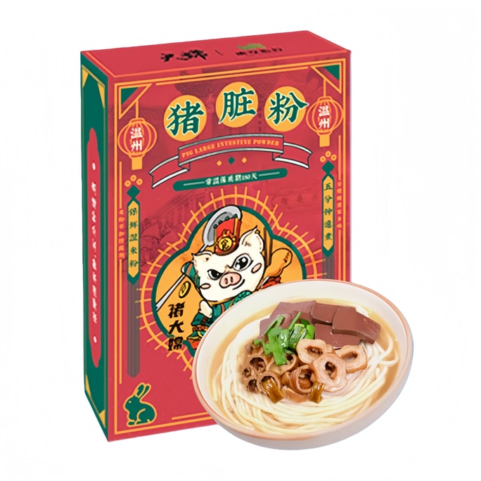 [중국 직배송] [샤오홍슈 추천] 정통 원저우 돼지 내장 쌀국수 455g, 돼지 내장과 오리 피를 넣어 조린 생쌀국수, 게으른 사람들을 위한 간편 간식