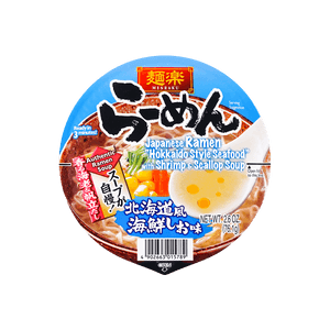 Menraku Japanese Ramen - Instant Noodles , Hokkaido Style Seafood with Shrimp& Scallop Soup, 2.6 oz