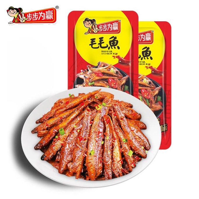 【中國直郵】 步步為贏 毛毛魚嚼味魚即食魚乾香辣魚仔零食湖南特產小吃小包裝辣條即食 嚼味魚10g*30包