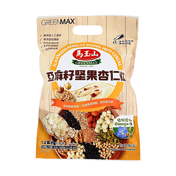 GREENMAX Flaxseed & Apricot Kernel Nuts Cereal 0.99oz*12 packs