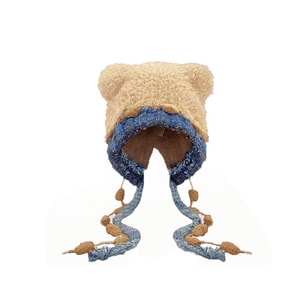 Warm Little Bear Fur Hat Thickened And Fashionable Cute Knitted Hat Khaki F 1 Piece,