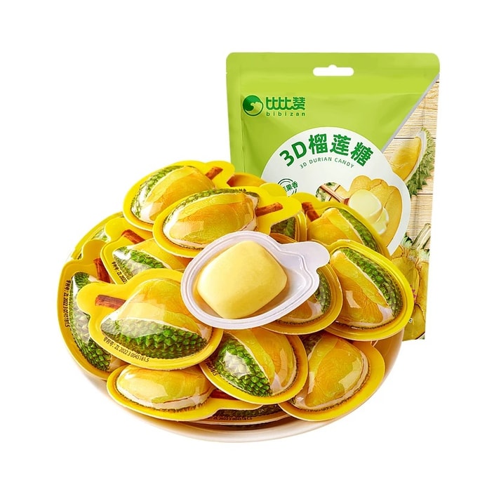 3D Durian Candy 7.05oz, Fruit Soft Candy, Durian Flavor, Silky Smooth and Non-Sticky [Real Durian Pulp ≥ 30%] [Extra Strong Durian Flavor]