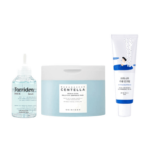 저분자 히알루론산 세럼 수분 공급 및 보습 1.7 fl oz + 마다가스카르 병풀 패드 60 패드 + 자작나무 수액 모이스처라이징 선크림 SPF50+ / PA++++ [가치 팩]