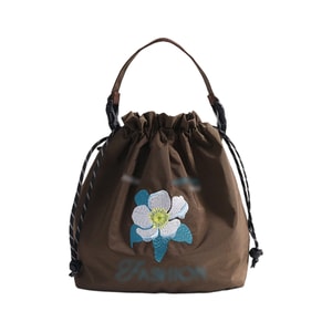Embroidered Lunch Box Handbag Large Capacity Waterproof Crossbody Bag For Office Workers And Mothers  Coffee F 1 Piece