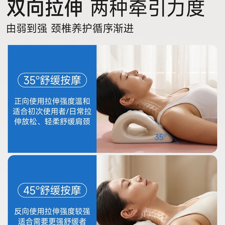 Professional Cervical Massage Pillow, 14 Acupressure Massage Nodes, W-Shaped Bionic Dual-Side Use, 3D Ergonomic Fit, Dual Traction, Cloud-Soft Elastic, Waterproof & Washable Creamy White– 1 Unit 4