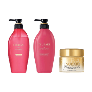 Masque Capillaire Premium Réparateur Multi-Effets 6,35 oz×1 + Shampoing & Après-shampoing Camélia Huileux Hydratant 15,2 fl oz×1【2 Paquets】