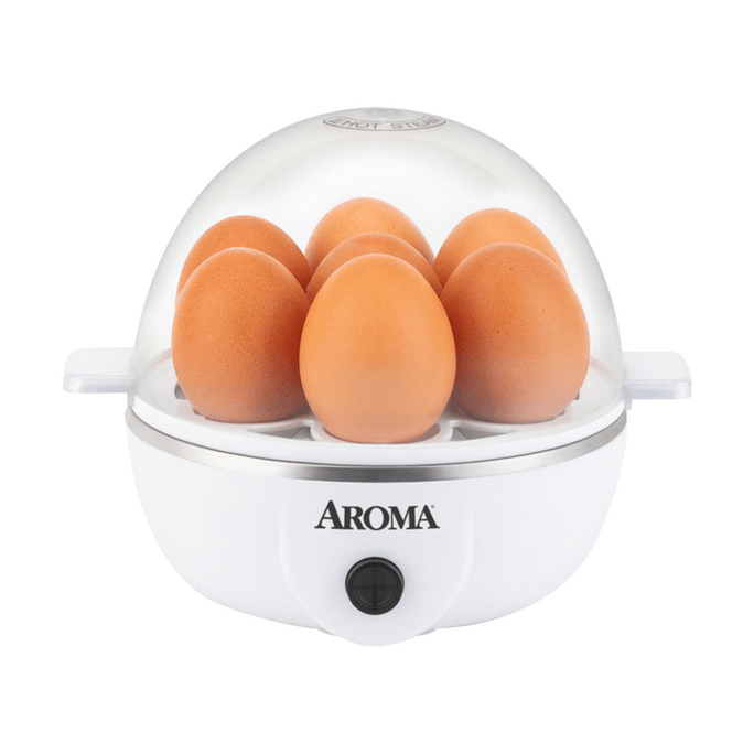 美國AROMA 迷你蒸蛋器煮蛋 電蒸籠電蒸籠 可煮7隻蛋 白色 AEB-807