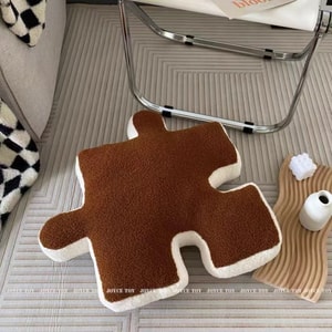 【中国直送】Lillabuy 不規則パズル クッション ベッド ソファ シート用品 クッション ホーム ブラウン 55x55cm