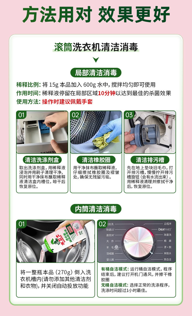 【中國直郵】 水衛士 洗衣機清潔消毒液洗衣機槽清潔劑滾筒波輪養護液殺菌免浸泡 升級版-1瓶裝【除菌除蟎】