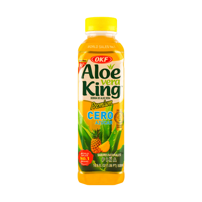 韩国OKF ALOE KING 天然芦荟菠萝汁饮料 500ml【0糖低卡】