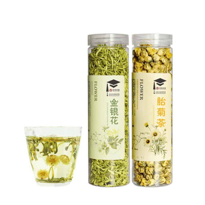 【中国直邮】 杏林草堂 金银花+胎菊王黄金组合 严选原料清凉甘润 清热降火解暑花草茶 110g