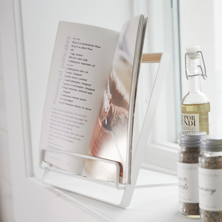 山崎実業 タブレット＆レシピスタンド（日本製） - スチール＋木製（1個） 3