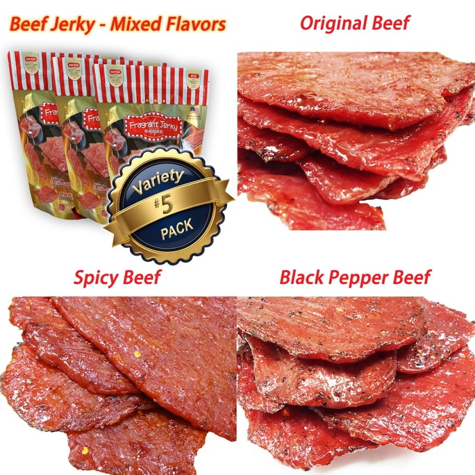 Beef Jerky (orig. flavor 4oz./spicy flavor 4oz./black pepper flavor 4oz.) Total 12oz. Singapore-style jerky 340g