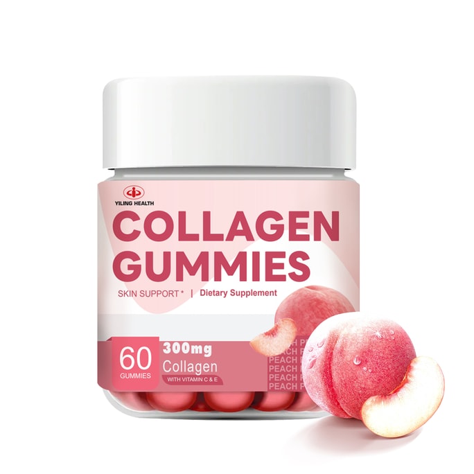 Collagen Gummies Sugar-Free Skin Brightening Peach Flavor 60Pcs/Bottle