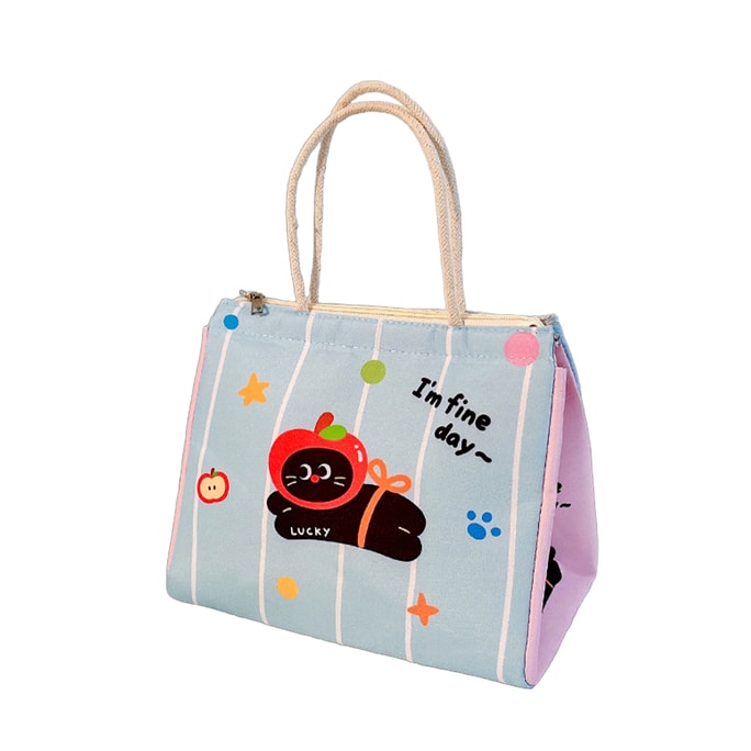 New Cute Pet Student Party Office Worker Thick Aluminum Foil Insulated Bento Bag 1 Piece Apple Meow F