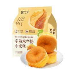 面包计划 半熟水牛奶小米糕 早餐蛋糕 6枚入 300g 【0蔗糖 松软不腻】