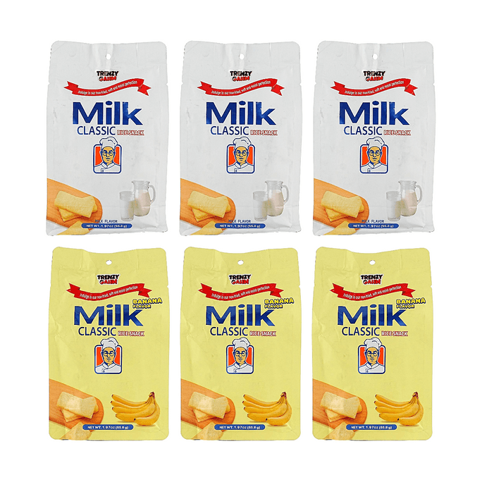 우유 쌀 크래커 오리지널 맛+바나나 맛, 11.81 oz【2가지 맛 6가지 콤보 팩】