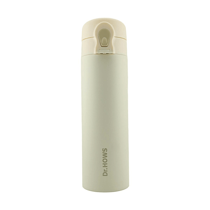 Bouteille d'eau ATTI en acier inoxydable 11,84 fl oz Beige 【Ouverture une touche】【Système de double verrouillage】