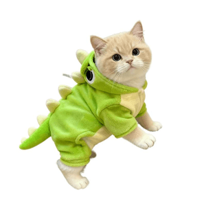Cute Little Dinosaur Transformation Costume for Cats, Flannel Warmwear in S Size (2-4 Pounds) *1 Piece