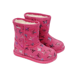MOM LOVES ME ガールズ バタフライ ラン 防水スノーブーツ (ホットピンク) 8