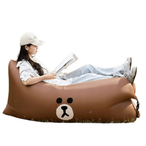 【中國直郵】 日本 LINE FRIENDS 充氣沙發戶外露營便攜沙發便攜充氣椅可躺可睡 BROWN款 1個