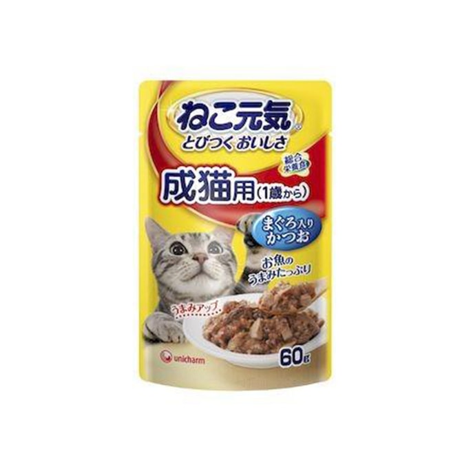 UNICHARM Genki Cat Adult Cat Food Bonito Tuna 60g