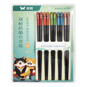 더블 건 합금 젓가락 미끄럼 방지 곰팡이 방지 젓가락 가정용 고온 내성 항균 식품 공유 합금 젓가락 24cm