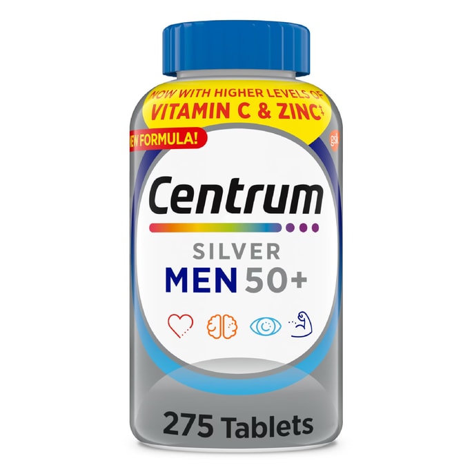 德國 Centrum 善存銀片 | 男性50+綜合維生素 275片 | 心臟/大腦/眼睛/肌肉健康