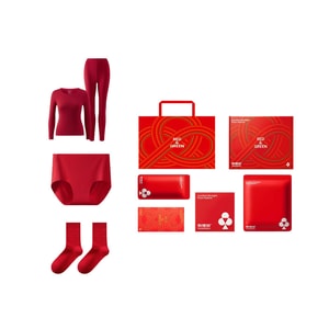 Pure Cotton Autumn Clothes And Pants Warm Suit For Women In Size M For The Zodiac Year Big Red box For The Zodiac Year