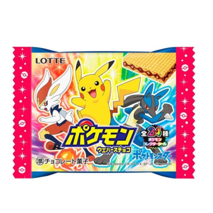 【日本直邮】日本LOTTE Pokemon 威化巧克力饼干 内送Pokemon贴纸 共24种图案 包装随机 1枚入