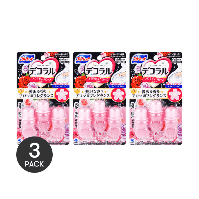【Value Pack】Bathroom Toilet Bowl Cleaner Deodorizer #Pink Rose 3pc*3