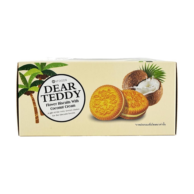 泰國VFOODS 親愛的泰迪熊 小花椰香曲奇 椰奶夾心餅乾 150g【泰國超人氣零食伴手禮】 7