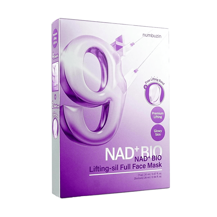 No.9+ NAD+ バイオリフティングシル フルフェイスマスク、上：0.67液量オンス + 下：0.94液量オンス - 3ステップリフティング | シワ改善 4