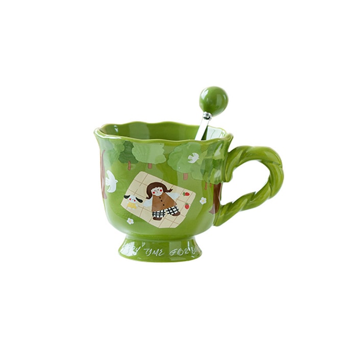 Swing Girl Mug Ceramic Mug Water Mug Exquisite Breakfast Mug Without Spoon 360ML