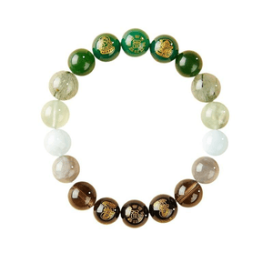 【中国直邮】 普陀山 五行手串女款补缺玛瑙手链 补缺木水黑绿财神款12mm