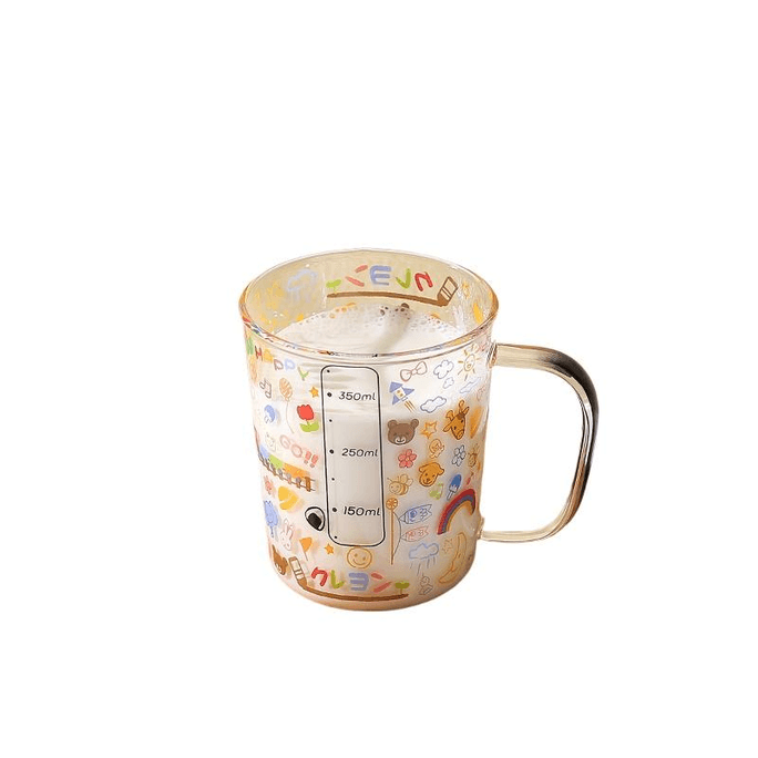 High Borosilicate Children's Graduated Glass Cup (black)400ml*1 Piece