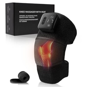 Knee Massager with Heat - Cordless Heated Knee Brace with Vibration for Pain Relief, Rechargeable Knee Heating Pad with 5 Heat Levels and 3 Massage Mode, Ideal Gift for Mom Dad
