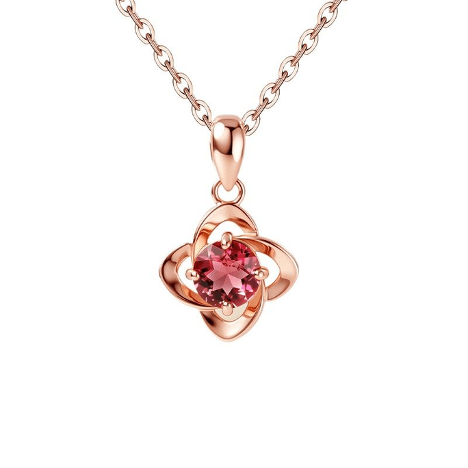Gongli Shangxin Tourmaline Necklace Natural Pink Gem Necklace Premium Gift Tao Rui 16*10mm