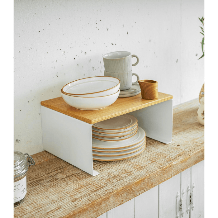 Stackable Countertop Shelf - Two Sizes - Steel + Wood Small 8